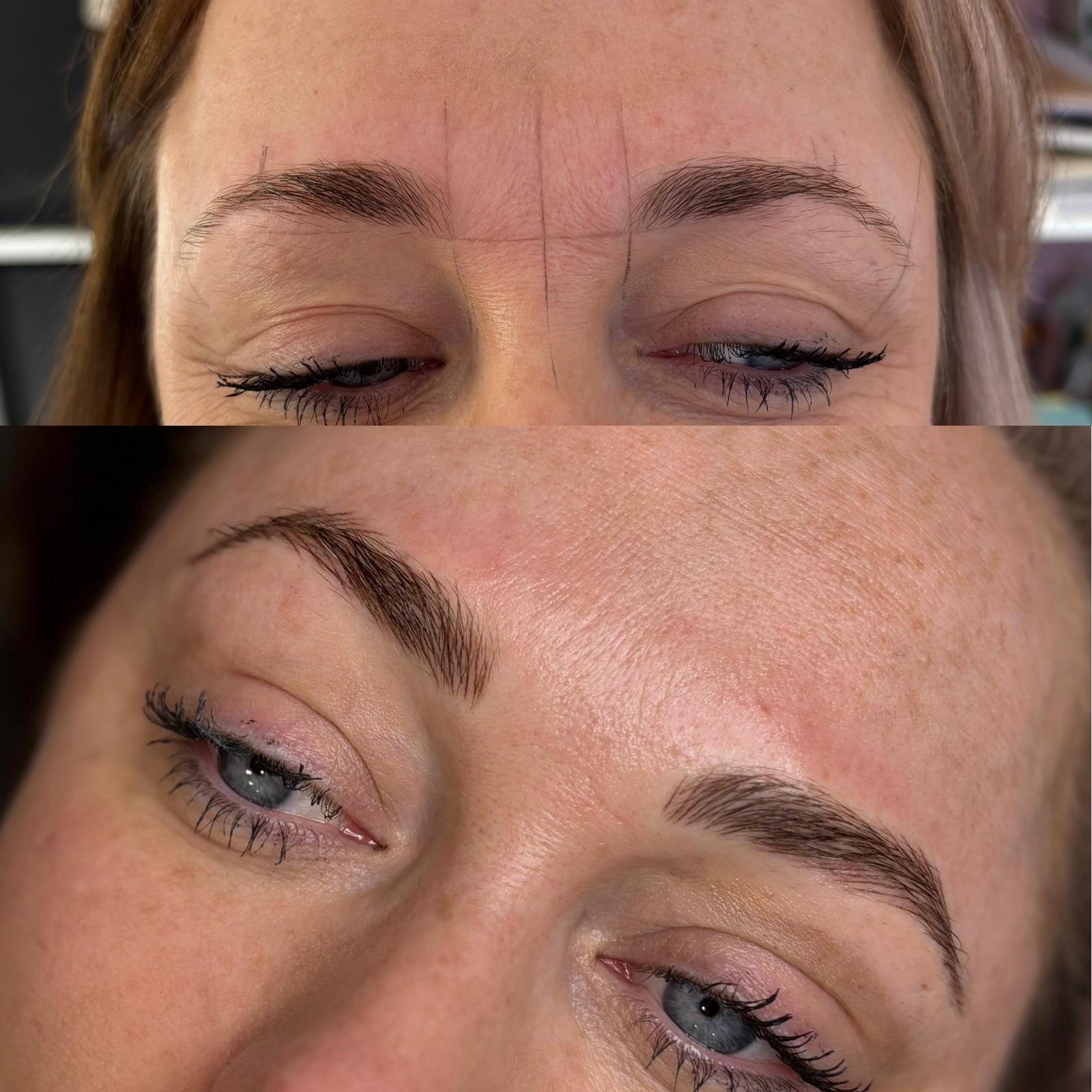 Hairstroke brows, before and after