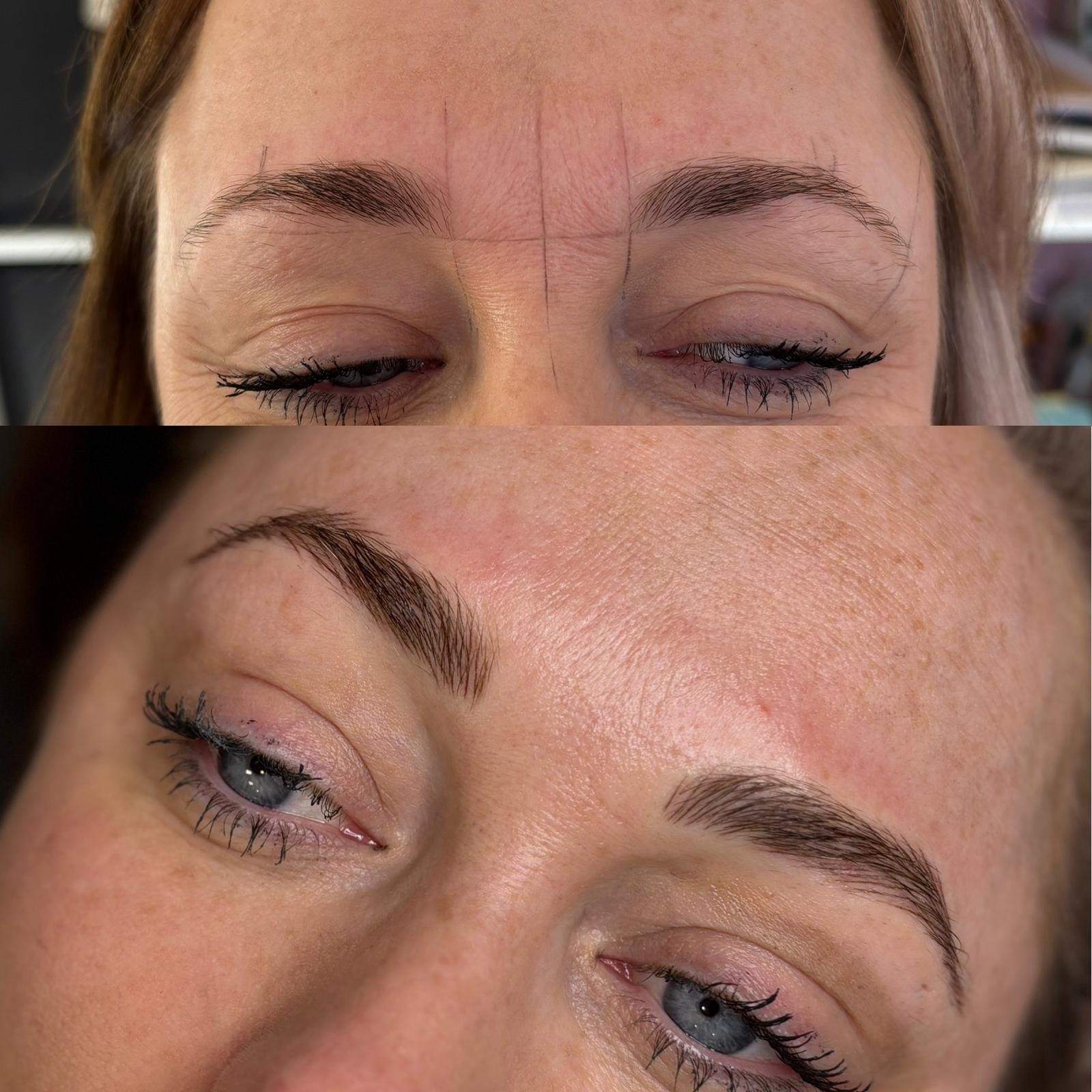 Hairstroke brows, before and after